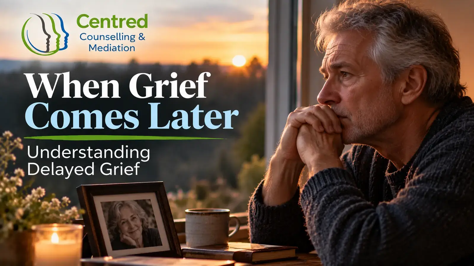 A person sitting quietly beside a window, holding a photograph of a loved one.
